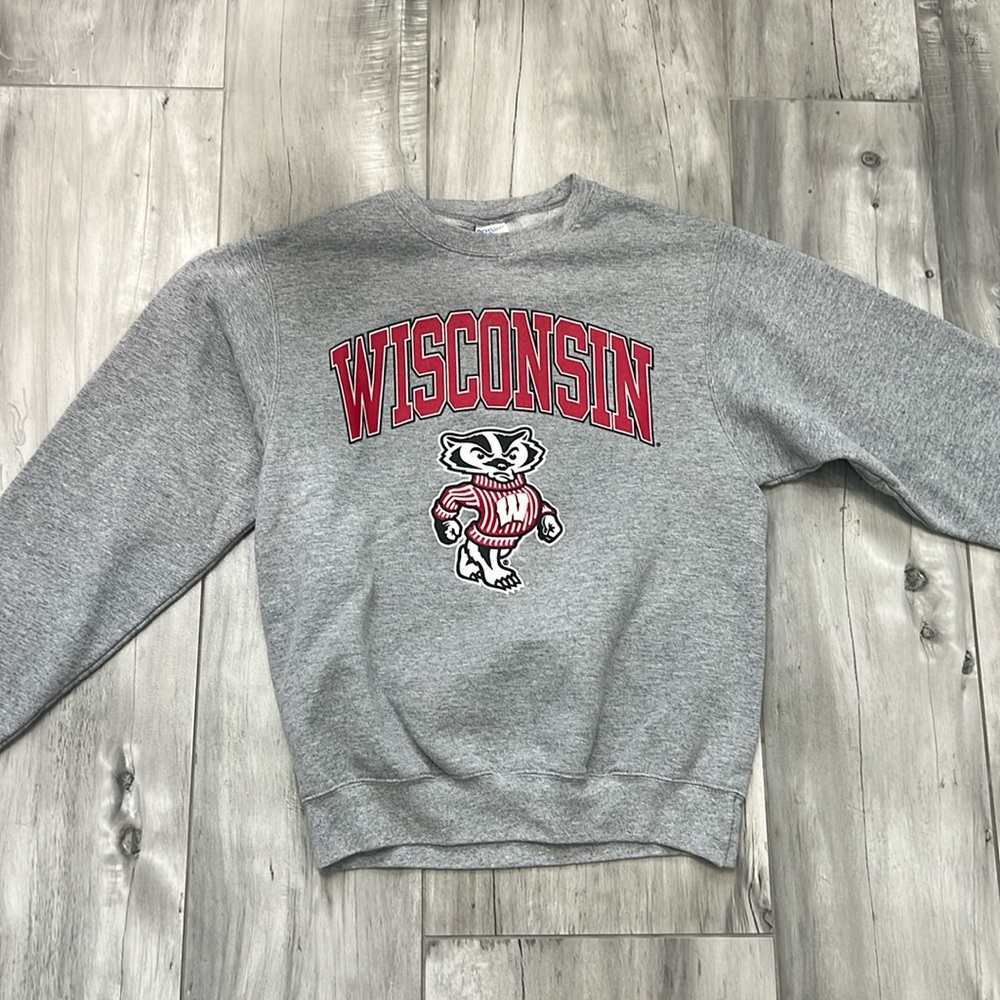 University of Wisconsin crew neck grey